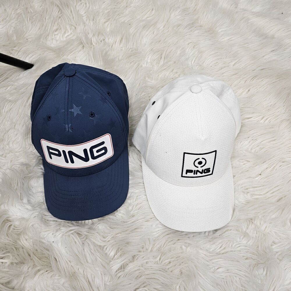 Lot Of 2 Ping Golf Baseball Caps Navy Stars White Red Sensorcool